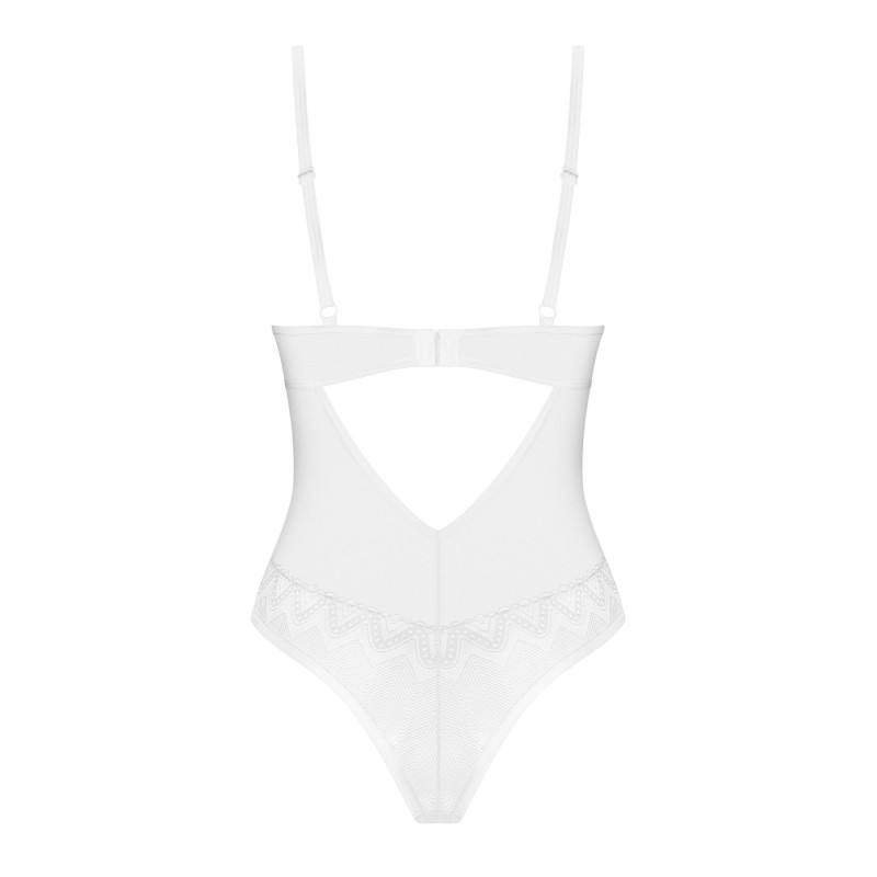 Боди Obsessive Alissium Teddy White, M/L, лиф с мягкой чашкой, высокие вырезы для ног