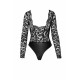 Боді Noir Handmade F296 Psyche, XL, мереживо, довгий рукав, низ під латекс, з доступом