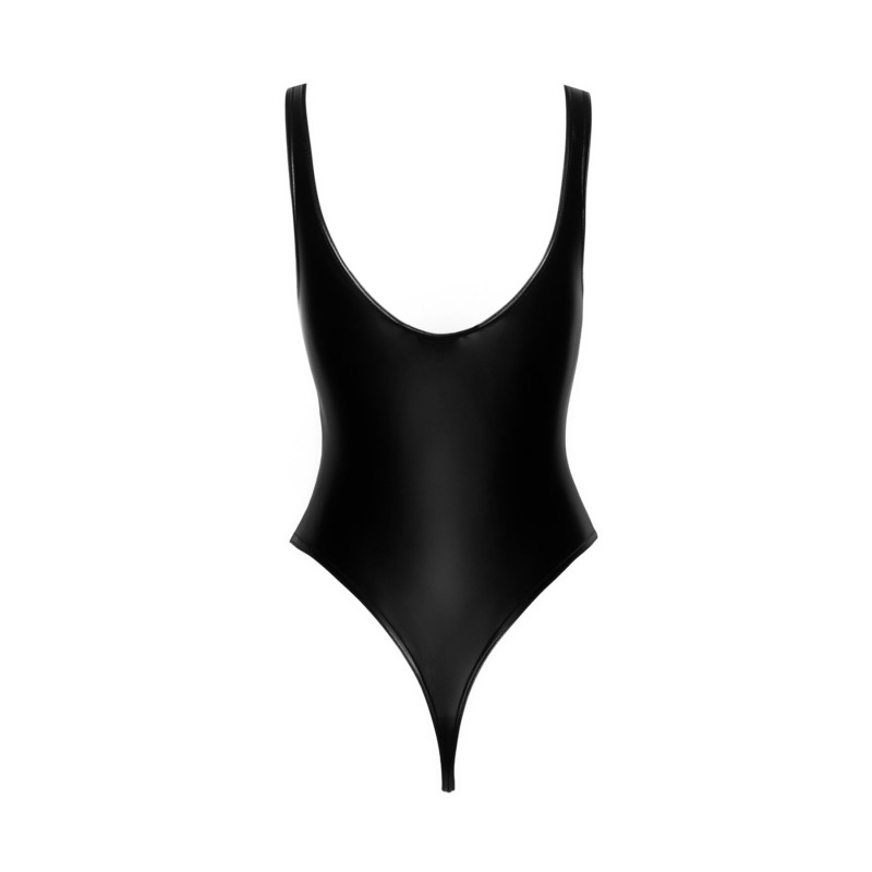 Боди с мокрым эффектом Noir Handmade F244 Powerwetlook body with high cut bottom hem, S