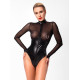 Боди Noir Handmade F321 Edge, XXL, низ под латекс, верх сетка, молния на все тело, декор кольца