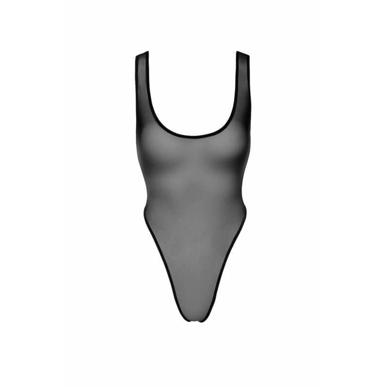 Боди Noir Handmade F322 Paparazzi, S, прозрачное, низ стринги, высокие вырезы