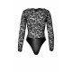 Боді Noir Handmade F296 Psyche, L, мереживо, довгий рукав, низ під латекс, з доступом