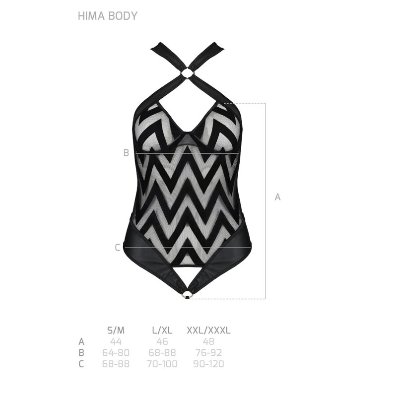 Сетчатый боди с халтером и ритмичным рисунком Passion Hima Body black L/XL
