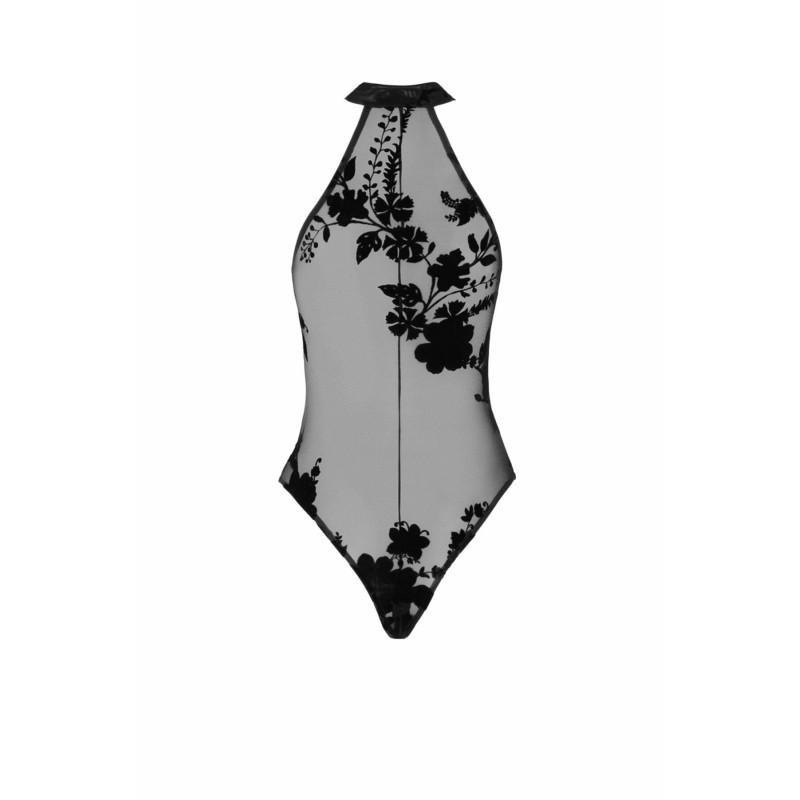 Боди Noir Handmade F314 Ego, M, black, сетка, халтер, высокие вырезы, молния по всей длине