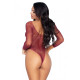 Сетчатое боди со стразами Leg Avenue Crystalized fishnet bodysuit Burgundy One Size
