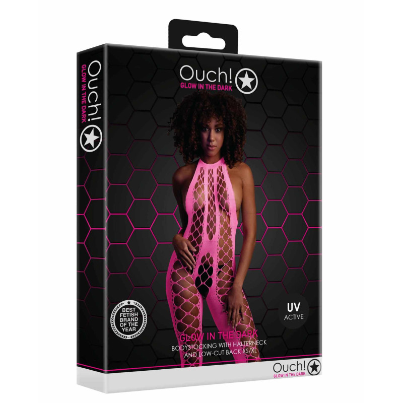 Бодистокинг Ouch! Bodystocking With Halterneck Pink XS/XL