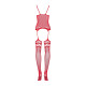 Бодістокінг Obsessive Bodystocking F214 імітація корсета та панчіх на підв’язках red S/M/L