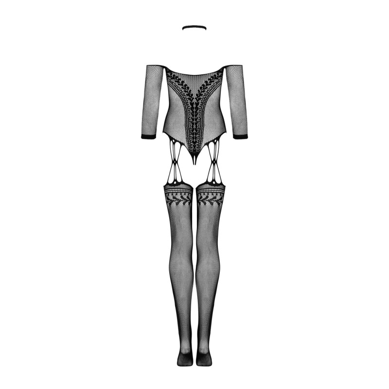 Нейлоновый бодистокинг с имитацией чулок Obsessive Bodystocking G333 черный S/M/L