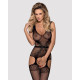 Бодістокінг Obsessive Bodystocking F217 елегантний силуетний малюнок, імітація панчіх black XL/XXL