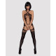Бодістокінг Obsessive Bodystocking G313 шнурівка, геометричний декор black S/M/L