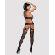 Бодістокінг Obsessive Bodystocking G313 шнурівка, геометричний декор black S/M/L