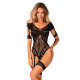 Нейлоновый бодистокинг с имитацией гартер Obsessive Bodystocking G334 черный S/M/L