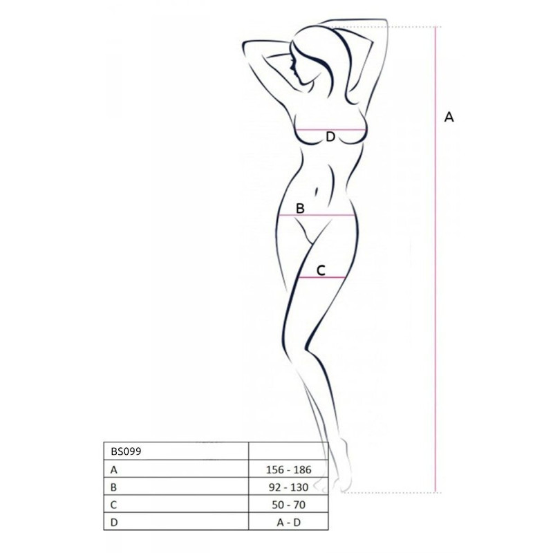 Бодістокінг з плетінням на грудях Passion BS099 One Size, white, відкритий доступ, імітація підв’язо