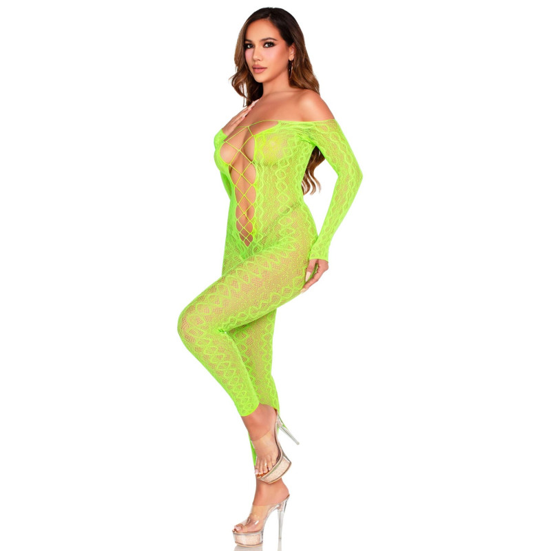 Бодистокинг Leg Avenue Crotchless Footless Lingerie Bodystocking One Size Neon Green