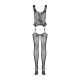 Бодістокінг Obsessive Bodystocking F221 силуетний квітковий малюнок, імітація панчіх black S/M/L