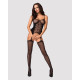 Бодістокінг Obsessive Bodystocking G314 імітація корсету та корсетного шнурівки black S/M/L