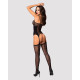 Бодістокінг Obsessive Bodystocking G314 імітація корсету та корсетного шнурівки black S/M/L