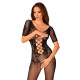 Сітчастий бодістокінг з квітковим малюнком Obsessive Bodystocking F238 чорний S/M/L
