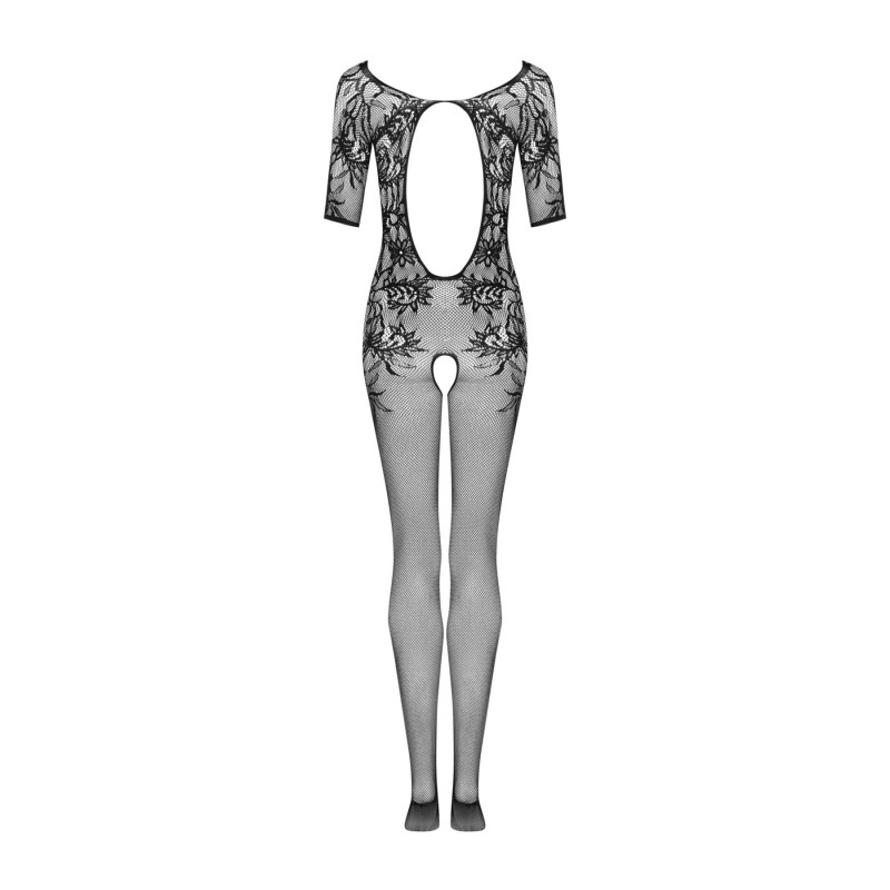 Сітчастий бодістокінг з квітковим малюнком Obsessive Bodystocking F238 чорний S/M/L