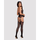 Бодістокінг Obsessive Bodystocking G316 квітковий декор, схрещені підв’язки black S/M/L