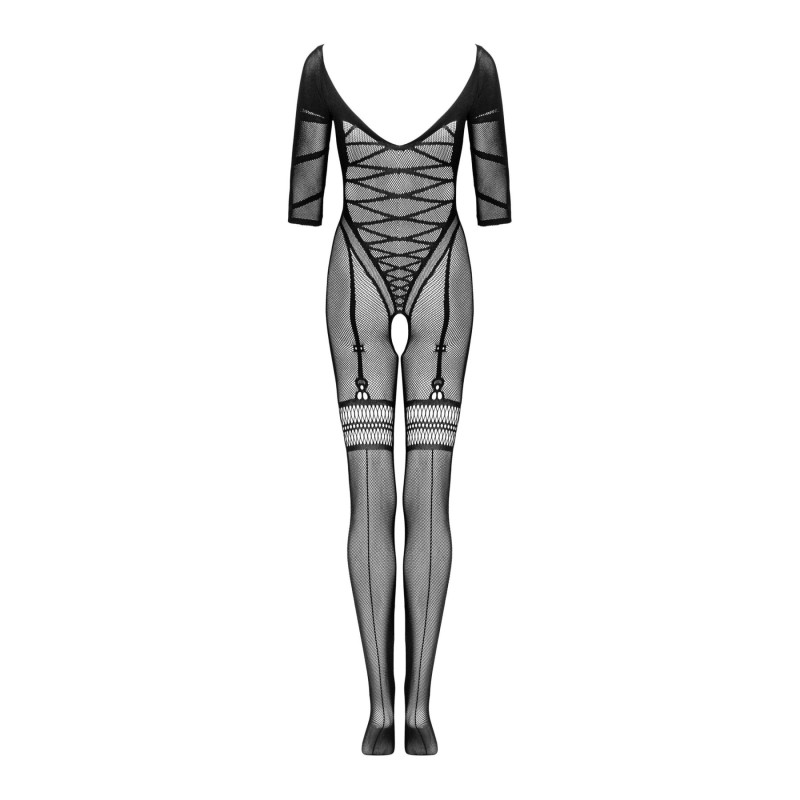 Сітчастий бодістокінг з імітацією підв’язок Obsessive Bodystocking G329 чорний S/M/L