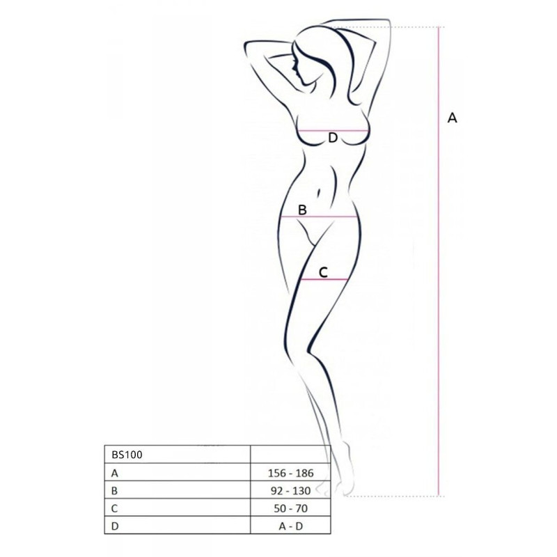 Бодістокінг з плетінням на животику Passion BS100 One Size, white, декоративний шов, з доступом