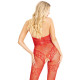 Бодистокинг Leg Avenue Rhinestone Lace and Net, One Size, красный, со стразами, открытый доступ