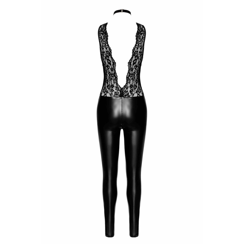 Комбинезон Noir Handmade F298 Libido, 3XL, под латекс, кружевной верх, чокер, съемные бусы, доступ