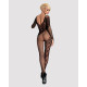Бодістокінг Obsessive Bodystocking F210 рукава-мітенки, сітка, кольорове мереживо black S/M/L