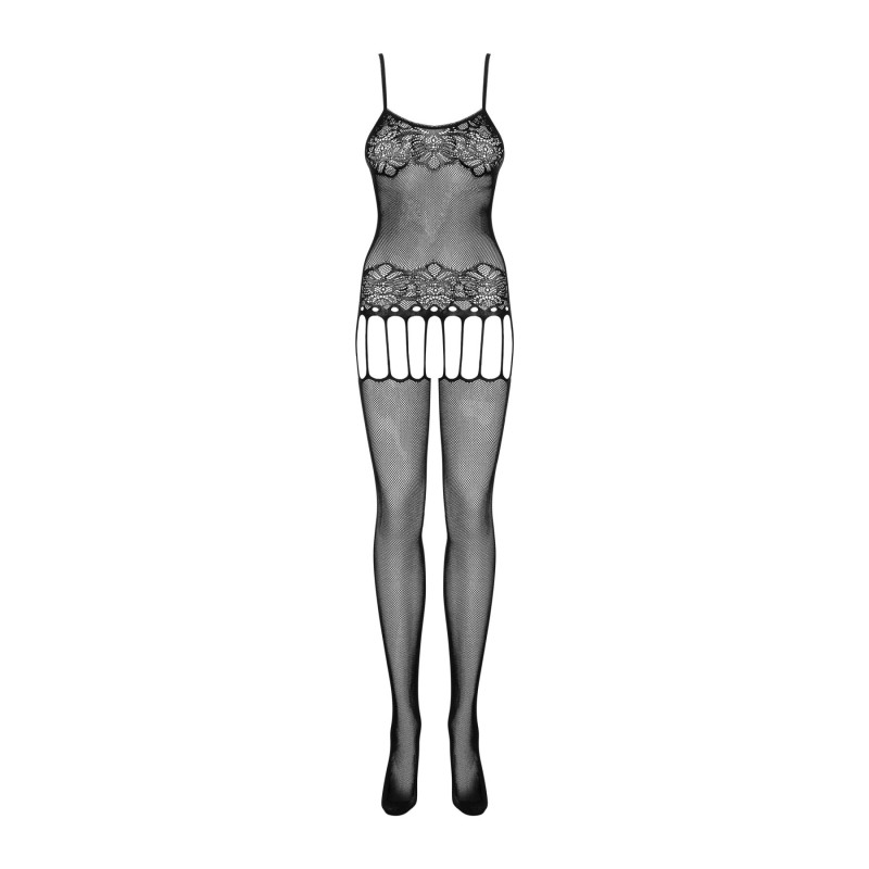 Бодістокінг Obsessive Bodystocking F235 тонкі підв’язки, ніжний декор, сіточка black S/M/L