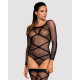Бодістокінг Obsessive Bodystocking G320 панчохи, боді, декор у вигляді ліній black S/M/L