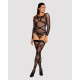 Бодістокінг Obsessive Bodystocking G320 панчохи, боді, декор у вигляді ліній black S/M/L
