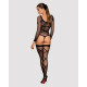 Бодістокінг Obsessive Bodystocking G320 панчохи, боді, декор у вигляді ліній black S/M/L