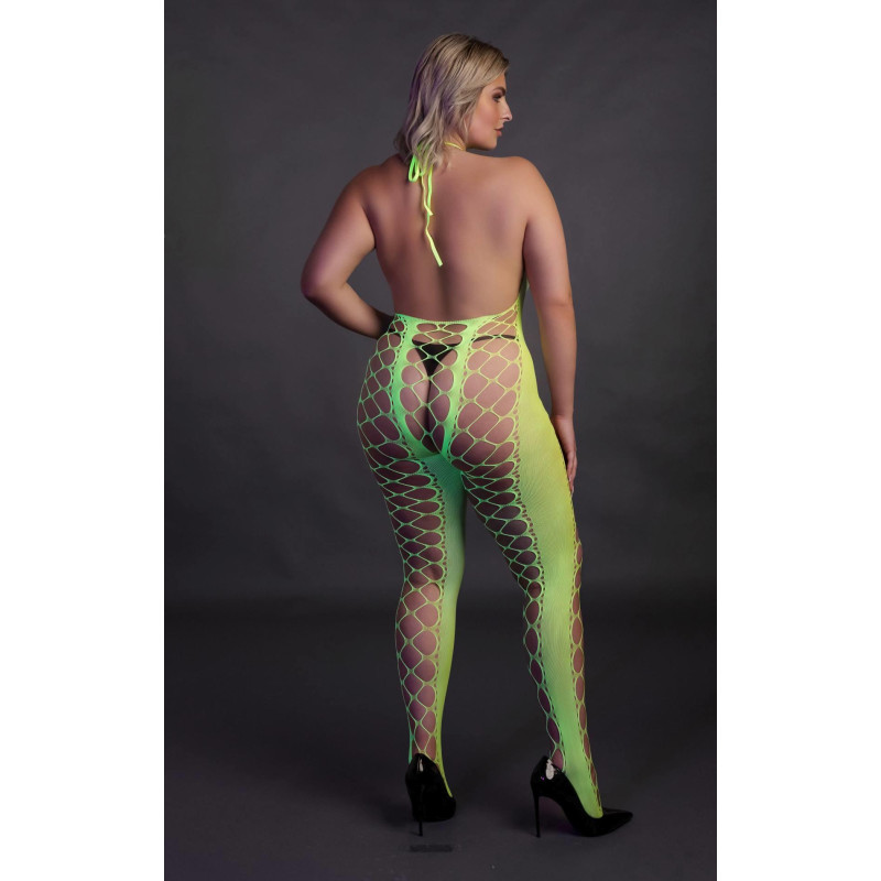 Бодистокинг Ouch! Bodystocking With Halterneck Green XL/4XL