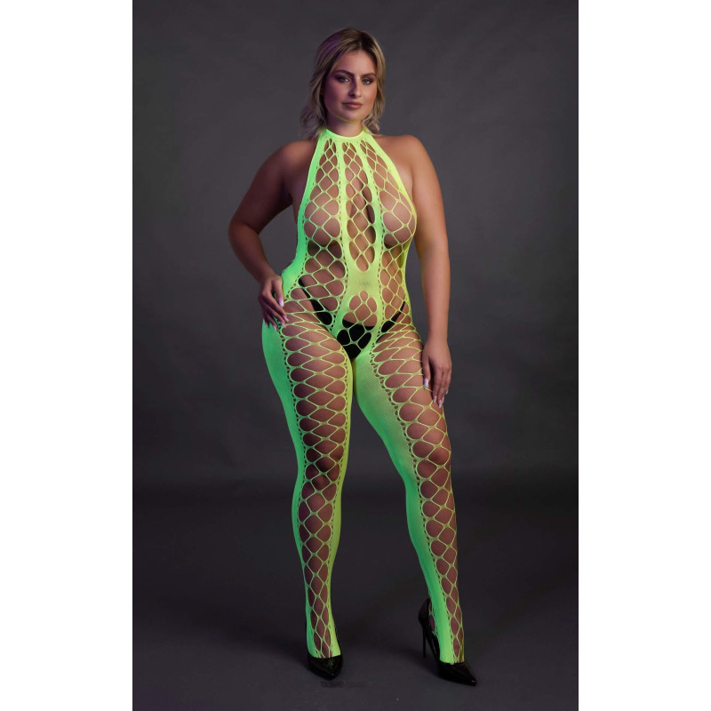 Бодистокинг Ouch! Bodystocking With Halterneck Green XL/4XL