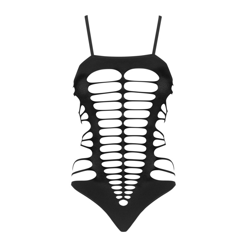 Бодістокінг із поперечними вирізами Obsessive B122 teddy чорний S/M/L