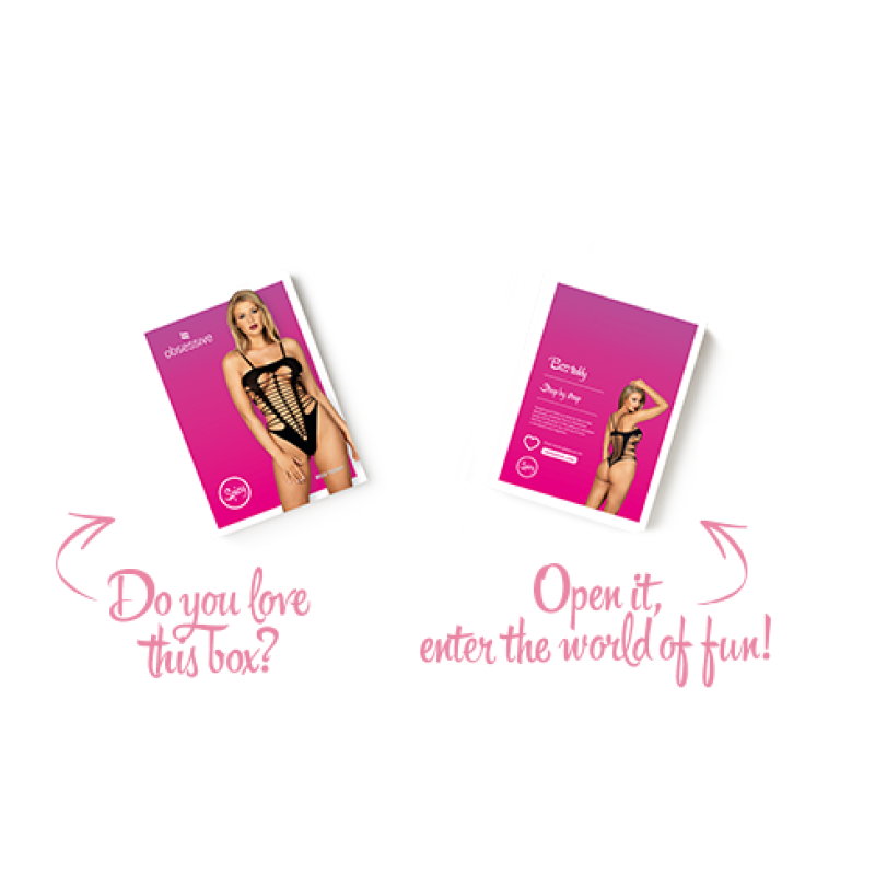 Бодістокінг із поперечними вирізами Obsessive B122 teddy чорний S/M/L