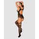 Бодістокінг Obsessive Bodystocking F236 глибоке декольте, імітація шнурівки black S/M/L