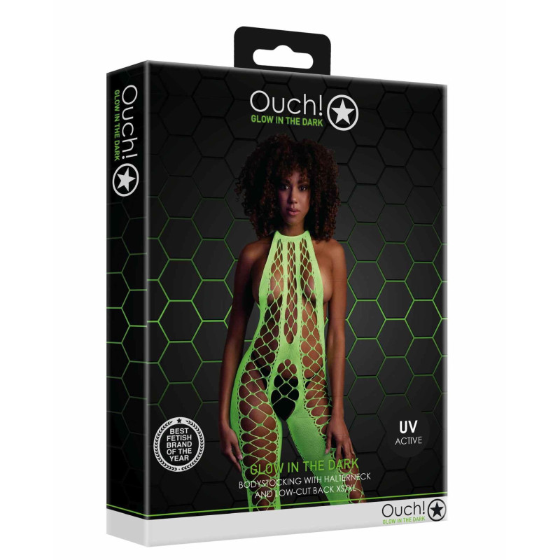 Бодистокинг Ouch! Bodystocking With Halterneck Green XS/XL