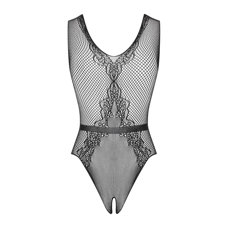 Сітчастий бодістокінг з доступом Obsessive B115 teddy чорний S/M/L