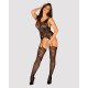 Бодістокінг Obsessive Bodystocking F237 рослинне плетіння, імітація панчіх black S/M/L