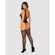 Бодістокінг Obsessive Bodystocking F237 рослинне плетіння, імітація панчіх black S/M/L