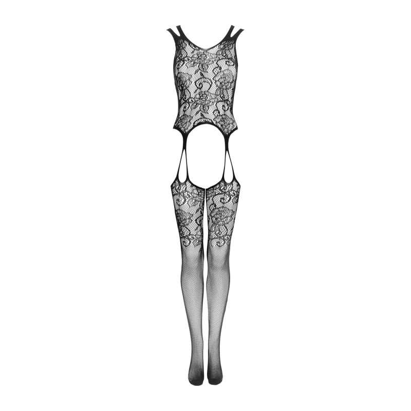 Бодістокінг Obsessive Bodystocking F237 рослинне плетіння, імітація панчіх black S/M/L