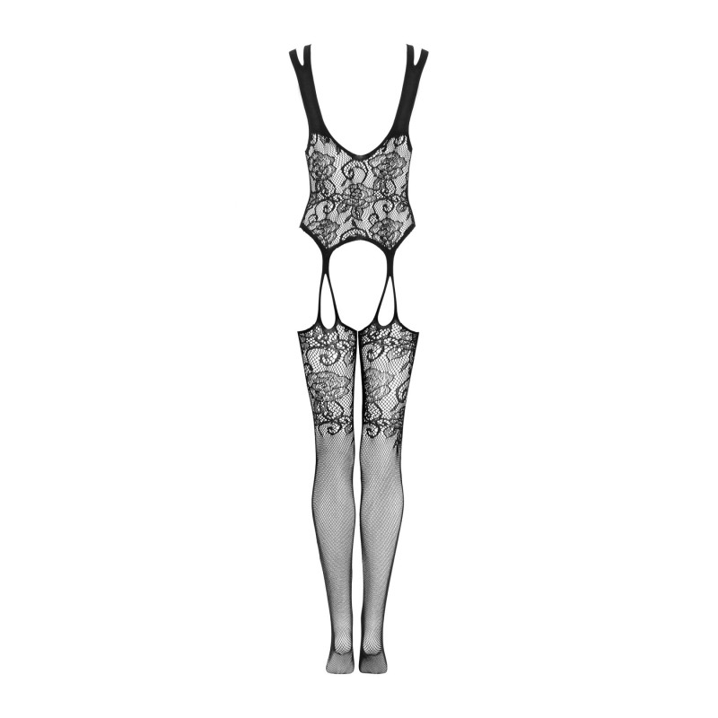 Бодістокінг Obsessive Bodystocking F237 рослинне плетіння, імітація панчіх black S/M/L