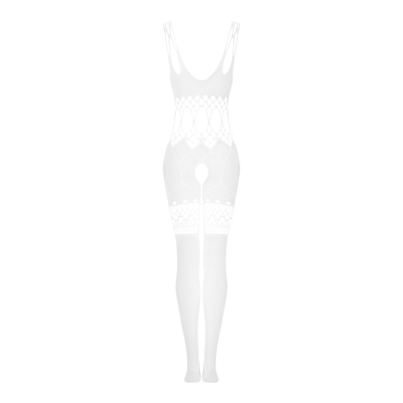 Сітчастий бодістокінг з імітацією топа та шортів Obsessive Bodystocking G330 білий XL/XXL