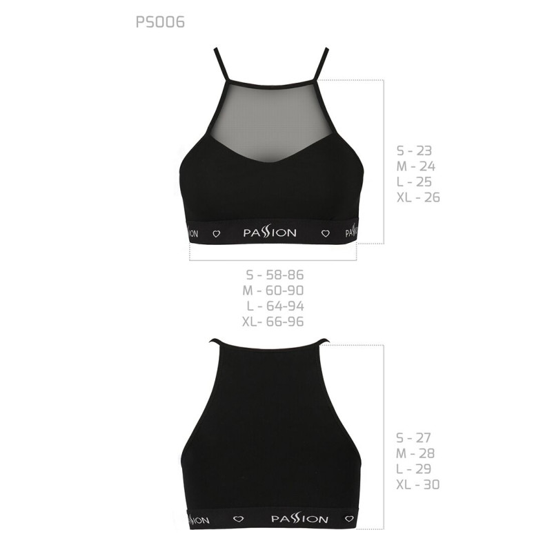 Спортивний топ з прозорою вставкою Passion PS006 TOP L, black