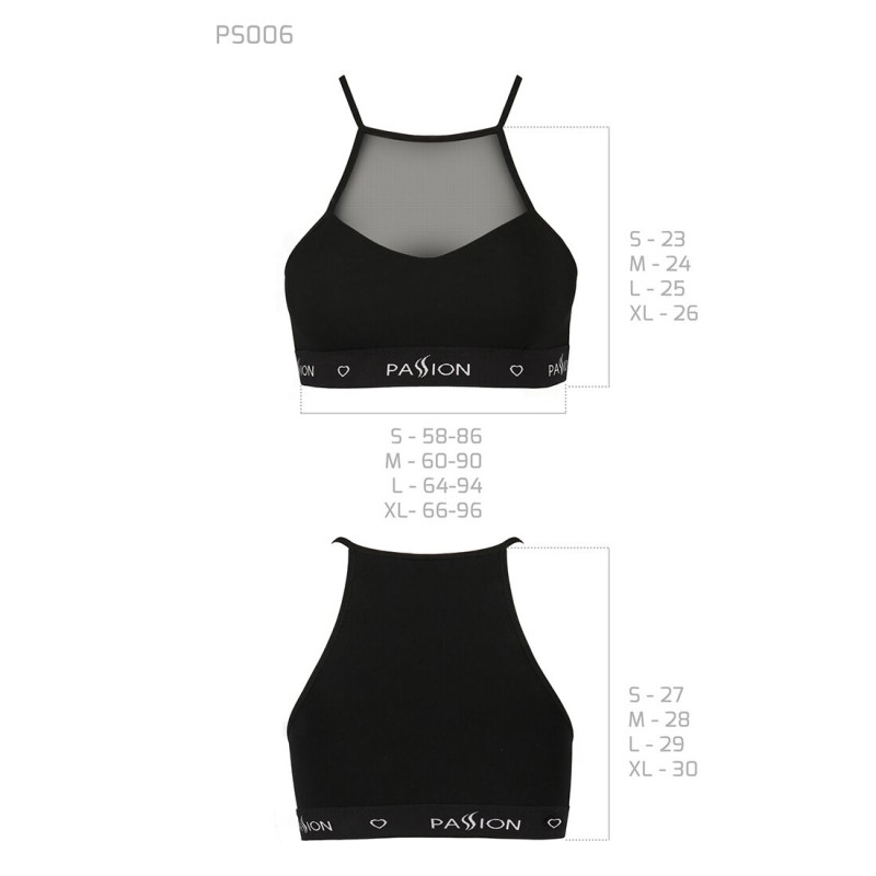 Спортивний топ з прозорою вставкою Passion PS006 TOP M, black