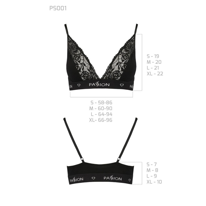 Эластичный топ с кружевом Passion PS001 TOP L, black