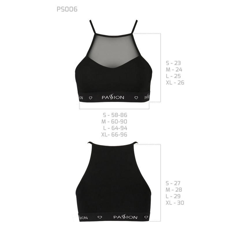 Спортивний топ з прозорою вставкою Passion PS006 TOP XL, black