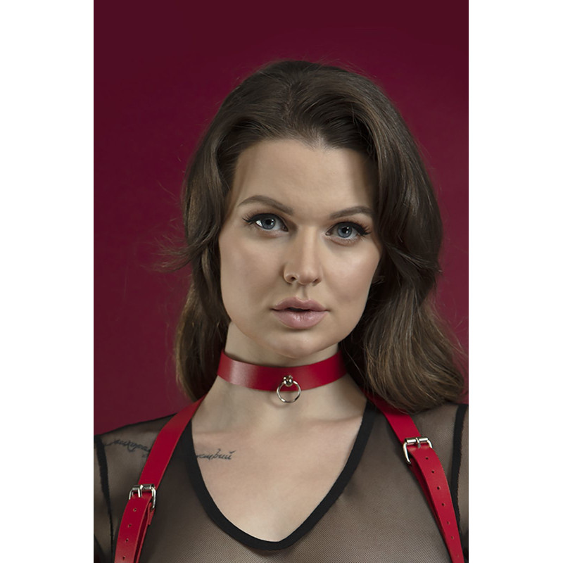 Чокер з кільцем Feral Feelings Choker червоний